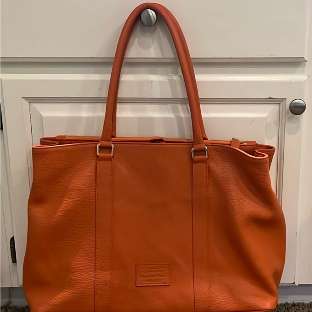 Orange Leather Tote Bag - Picture 9 of 11